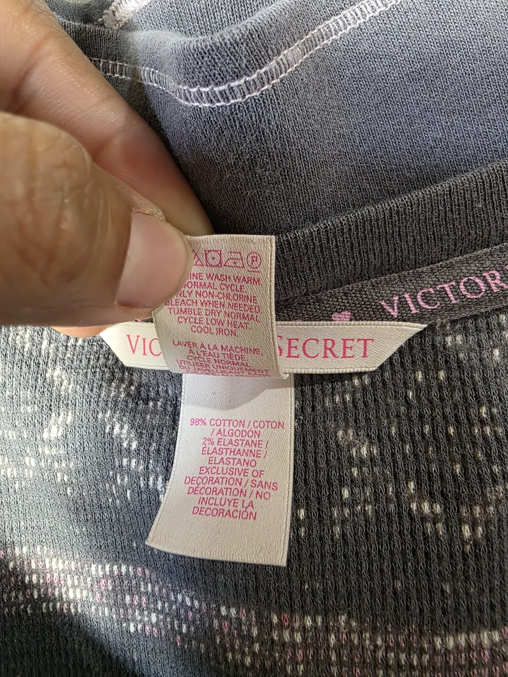 Victoria's Secret Cozy Gray & Pink Fair Isle Pajama Set Sz Small